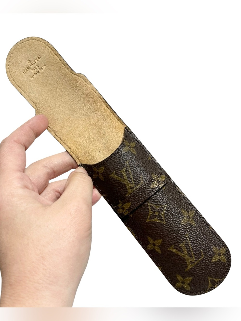 Louis Vuitton 1995 Monogram Leather & Tan Suede Eyeglasses Sunglasses Case - Picture 4 of 11